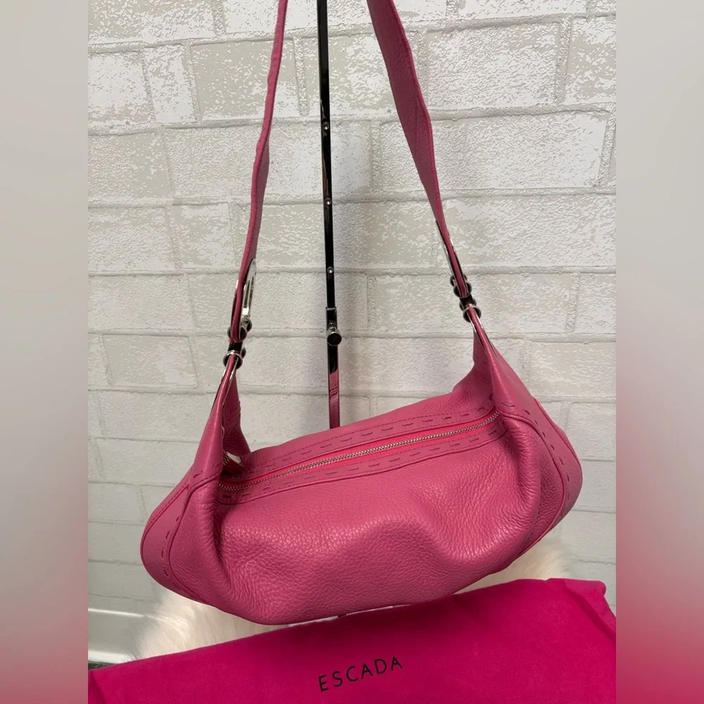 Escada Eluna Pink Leather Hobo Bag - Picture 3 of 11